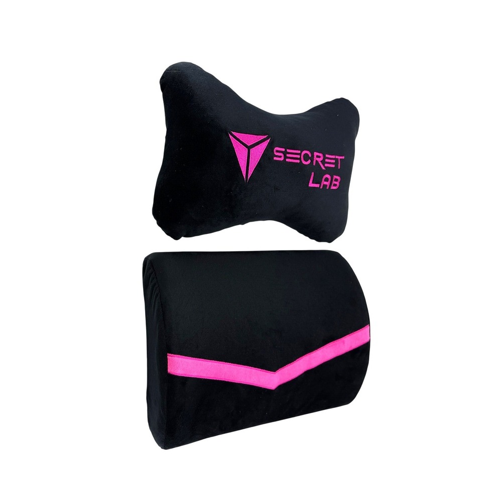 Secretlab Gaming Chair Plush Headrest -Memory Foam Lumbar Pillow Set Pink/Black‎